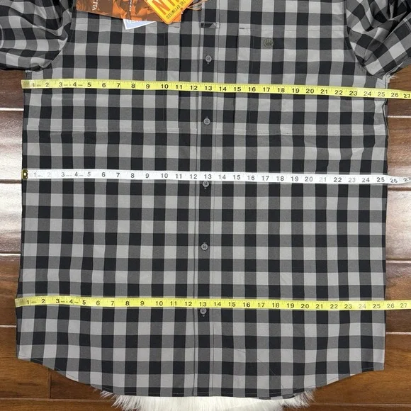 Beretta‎ Men's Size XL Gray Black Check Hovis Flex Button Up Shirt Long Sleeve - Picture 5 of 12